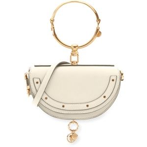 Chloé Nile Half Moon Leather Minaudière Off White